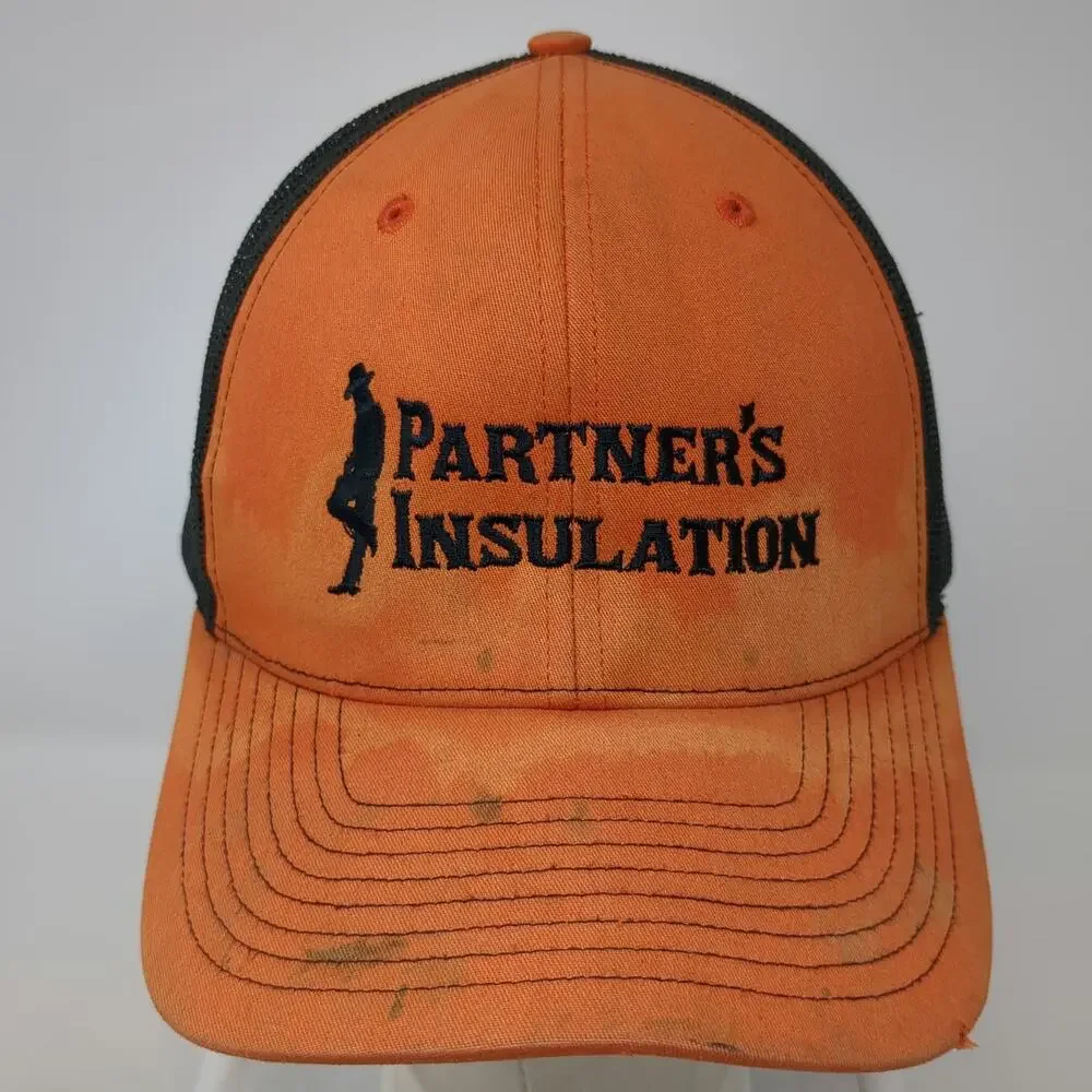 Richardson Trucker Hat Orange Black One Size Mesh Back Snapback Insulation Logo